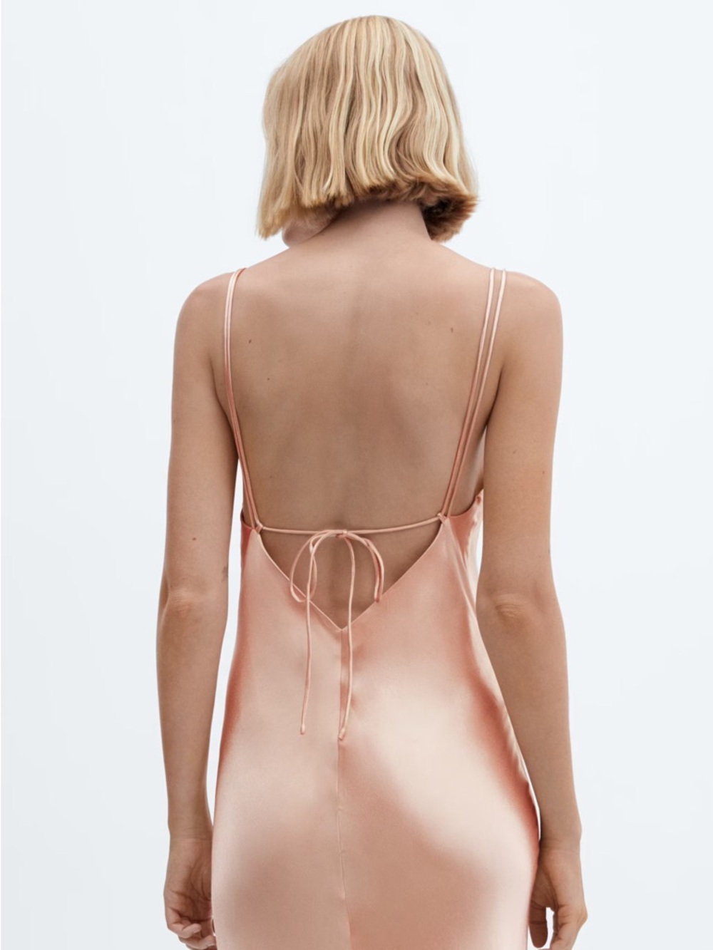 Mango Satin Slip Maxi Dress in Blush - Picture 3 of 6